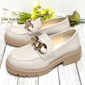 New Bone Gold Chain Platform Penny Loafers